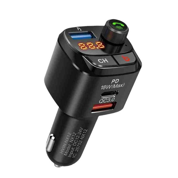 Bluetooth 5.0 #FM# Transmitter For Car, QC3.0 Type-C Bluetooth>`~ 18W PD Q7E8