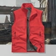 thumbnail image 2 of UVEASISHA Men's Outdoor Workout Vest Big and Tall Lightweight Sleeveless Jacket Fishing Hiking Travel Vest with Zipper Pockets Red S, 2 of 4