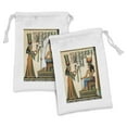 thumbnail image 1 of Egyptian Print Fabric Pouch Set of 2, Old Papyrus Depicting Queen Nefertari Historical Empire Art, Small Drawstring Bag for Toiletries Masks and Favors, 9" x 6", Multicolor, by Ambesonne, 1 of 2