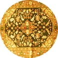 thumbnail image 1 of Ahgly Company Machine Washable Indoor Round Persian Yellow Traditional Area Rugs, 6' Round, 1 of 4