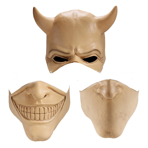Máscara de Halloween para cosplay, látex negro, para adulto