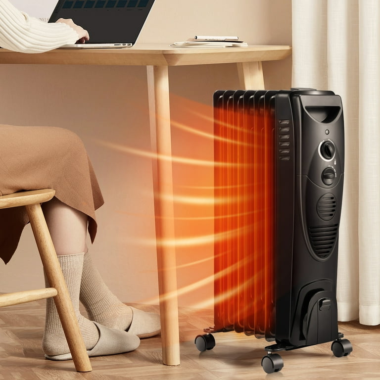 KISSAIR Electric Oil Filled Radiator Space Heater, Thermostat Room Radiant and Room Heater KISSAIR Electric Oil Filled Radiator Space Heater, Thermostat Room Radiant and Room Heater