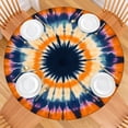 thumbnail image 2 of Orange Purple Blue Tie Dye Mandala Pattern Round Fitted Tablecloth with Elastic Edge,Dining Table Cover Waterproof,Outdoor Round Tablecloth for Camping,Dining,Indoor and Outdoor, 2 of 7