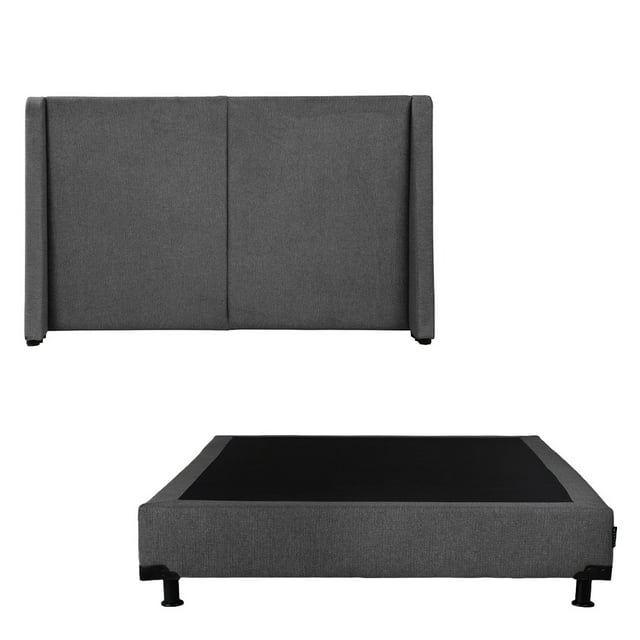 Box Base Cama Matrimonial + Cabecera Milan Gris
