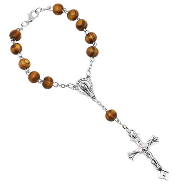Rosario Católico Pulsera Perla de Imitación Blanca Cristo Cruz Jesús Nuestra Señora Pulsera Crucifijo Divina Misericordia Regalo MFZFUKR 2034619-2