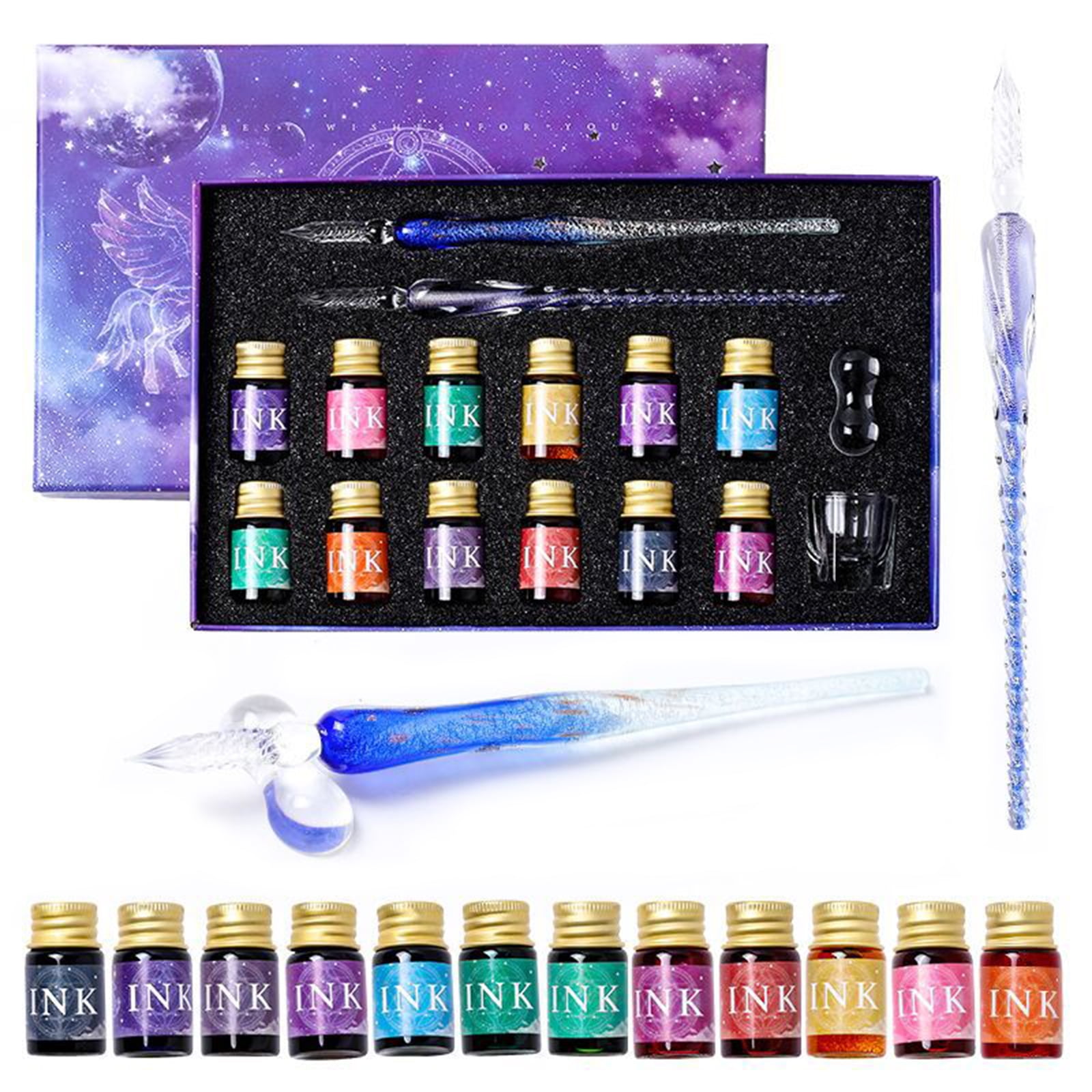 Retro Calligraphy Artist Glass Pens Set for Writing Signatures Decoration Gift