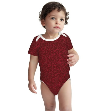 

Kdxio Burgundy Floral Pattern Unisex Baby Cotton Short Sleeve Bodysuits-18 Months