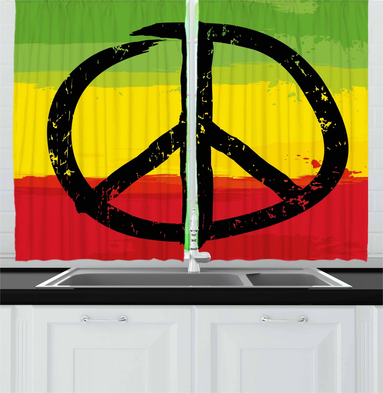 petpany Blackout Curtains Rasta,Grunge Hippie Peace Sign,for Bedroom,Nursery,Living Room 42x54 