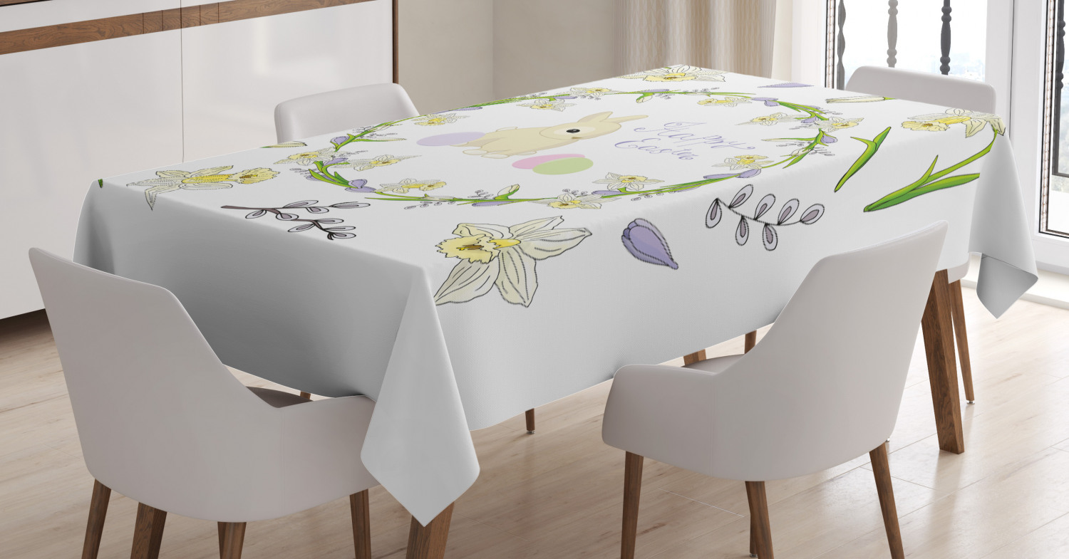 Easter Bunny Tablecloth, Romantic Tones Innocent Holiday Arrangement