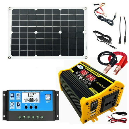 

4000W -Inverter 12V To 220V 18W Solar Panel 30A Controller Emergency Solar- Generator for Battery Charge