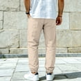 thumbnail image 4 of Mens Cotton Linen Pants with Elastic Waist Drawstring Straight-Legs Pants with Pockets Cotton Linen Cotton Trousers Breathable Casual Summer Beach Lightweight Linen Dress Trousers,Brown XL, 4 of 4