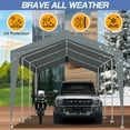 thumbnail image 4 of Ktaxon 10x20Ft Carport, Large Heavy Duty Car Tent with Galvanized Steel Frame, Portable Storage Boat Shed Canopy Garage, Gray, 4 of 12