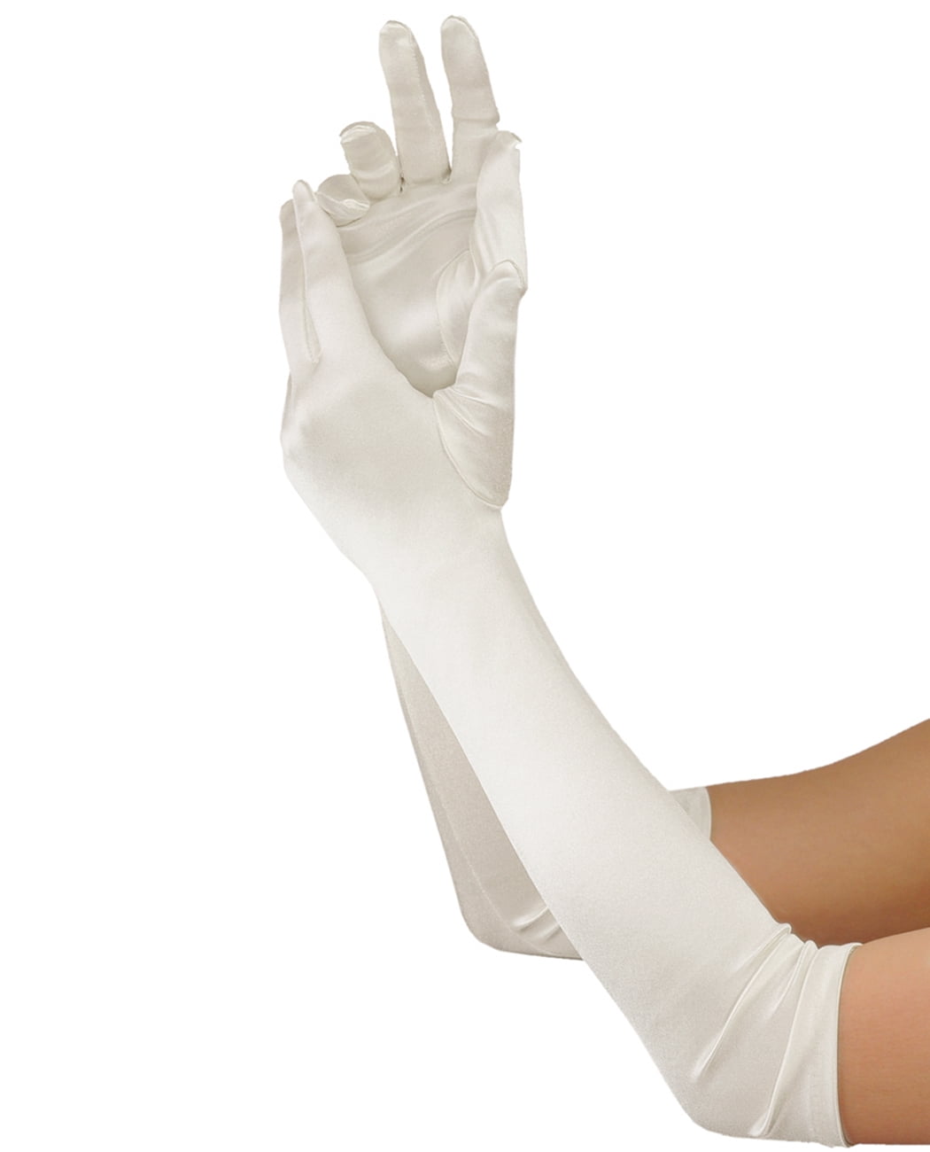 white arm length gloves