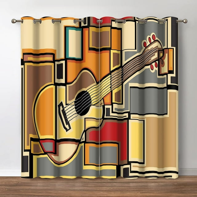 Scenery Curtains Nature Theme Window Drapes with Autumn Forest Tree Foggy Mountain Landscape Scene Print Pattern Rod Pocket Decor Curtains for Bedroom Living Room Office 2 Panels 52 x 63 Inch