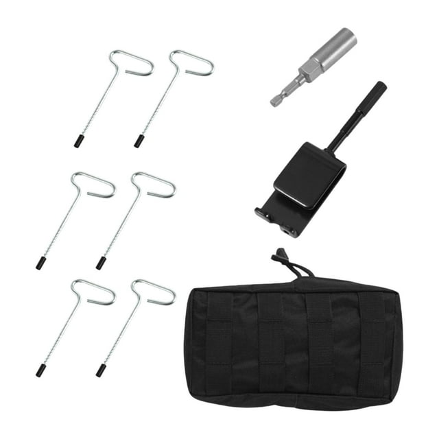 Adaptador de taladro de anclaje de hielo con refugio de pesca de hielo uñas de estaca, uñas prácticas y molidas herramienta de anclaje de hielo para 6 pequeñas púas de hielo