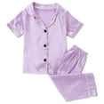 thumbnail image 2 of Girls Tank Tops Under $10 Toddler Baby Kids Winter Boys Girls Solid Color Stripe Short Sleeved Home Wear Clothes Suit Purple 12 Months, 2 of 9