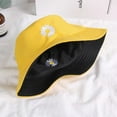 thumbnail image 4 of Bucket Hat Summer Travel Beach Sun Hat Emboridery - Black and yellow, 4 of 5
