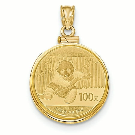 0.25 Ounce Panda Coin - 14K Yellow Gold 0.25 oz Mounted Panda Coin Screw Top Coin Bezel Pendant