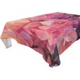 thumbnail image 2 of 60x90 Inch Tablecloth Polyester Square Tablecloth for Home Kitchen Dinner Decor Pastel Pink Roses, 2 of 9