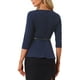 thumbnail image 3 of INSPIRAR CHIC Blusas Peplum para Mujeres de Manga 3/4 con Cinturón Elegante para Trabajo L Azul Oscuro, 3 of 5