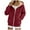 Wine, variant on larppty Women's Winter Sherpa-Lined Warm Casual Solid Long Sleeve Zipper Hooded Jacket With Pockets（Grey，XXXL）