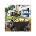 thumbnail image 4 of Black Poly Dump Cart, 4 Cu.Ft. Heavy Duty 600 LBS Garden Cart, 10" No-Flat Tires & 180° Rotating Handle, Rust-Proof Polyethylene Yard Dump Wagon For Yard, Landscaping, Gardening, Quick Release, 4 of 7