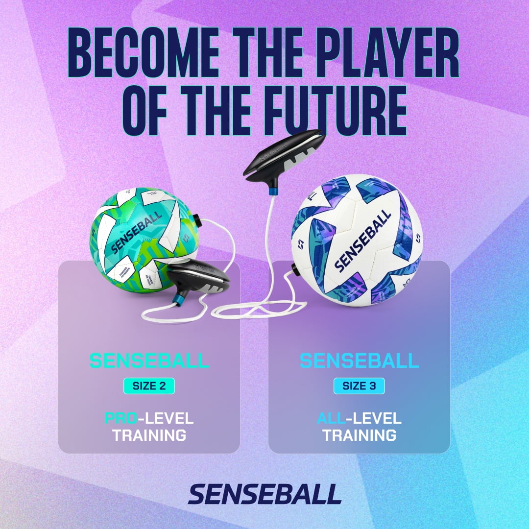 SenseBall Soccer Ball & Soccer Training App - Blue Size 3 (All) - Kickback Trainer