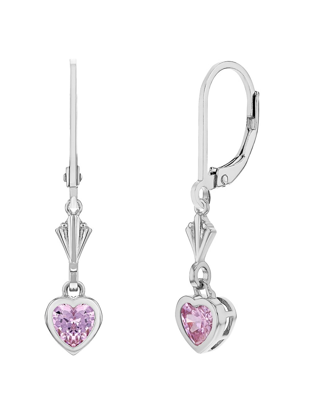 925 Sterling Silver Love Heart Stud Earrings Pink White Studs Girls Women Dangle 
