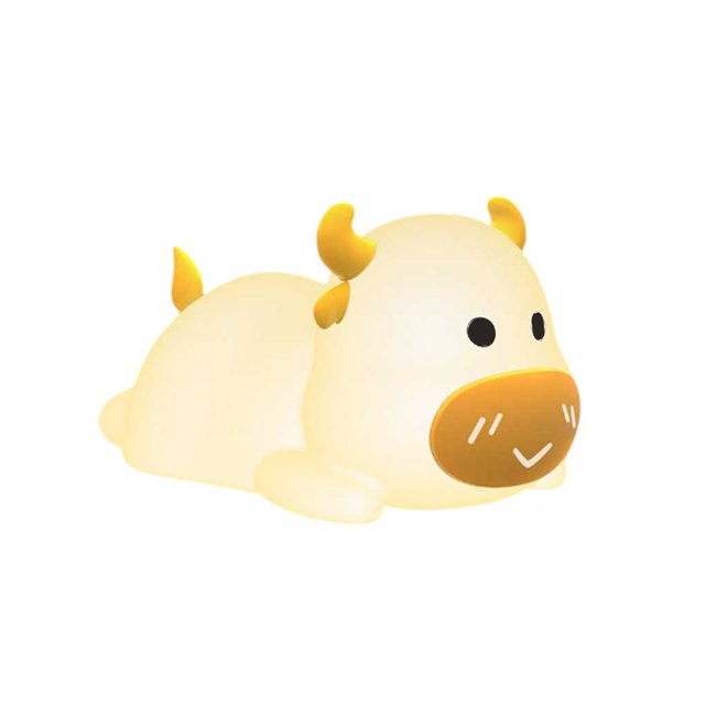 Bewildely Luz de grifo con forma de vaca bonita, lámpara con Sensor de mesita de noche de silicona, luz nocturna de alivio de presión para regalos, Iluminación y accesorios Amarillo Bewildely HA079855-01B