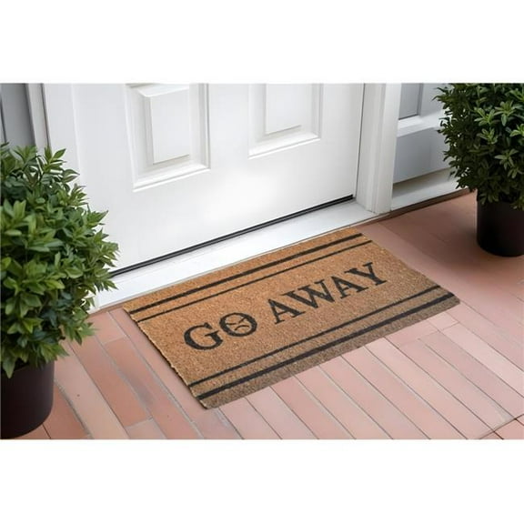 HomeRoots 555482 18 x 30 in. Brown & Black Coir Go Away Outdoor Door Mat