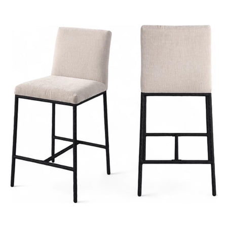 Meridian Furniture Reeves Beige Chenille Upholstered Counter Stool (Set of 2)