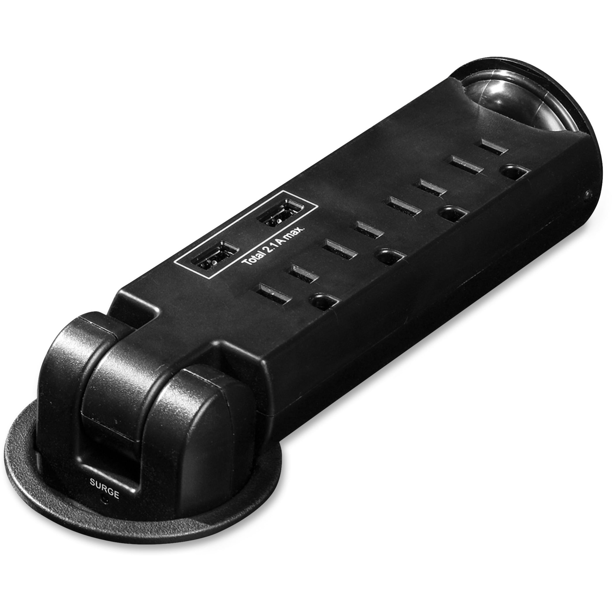 Black Desktop Power Grommet 1440 J 4-Outlets ... Recessed Power Strip with USB 