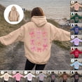 thumbnail image 4 of Godom Women Loose Hoodie Sweatshirt Solid Basic Fleece Letter Long Sleeve Kangaroo Pocket Drop Shoulder Pullovers Top, 4 of 7