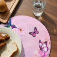 thumbnail image 3 of Pink Flower Round 15 Inch Placemats Set of 8, Spring Floral Butterfly Elegant Pastoral Birds HeatResistant Non Slip Place Mats for Dining Table, Wipeable Braided Kitchen Table Mats for Housewarming, 3 of 9
