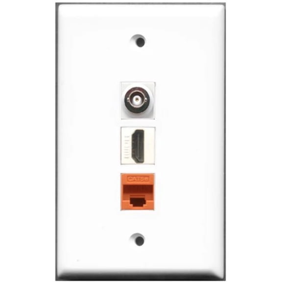 RiteAV - 1 Port HDMI 1 BNC 1 Cat5e Ethernet Orange Wall Plate