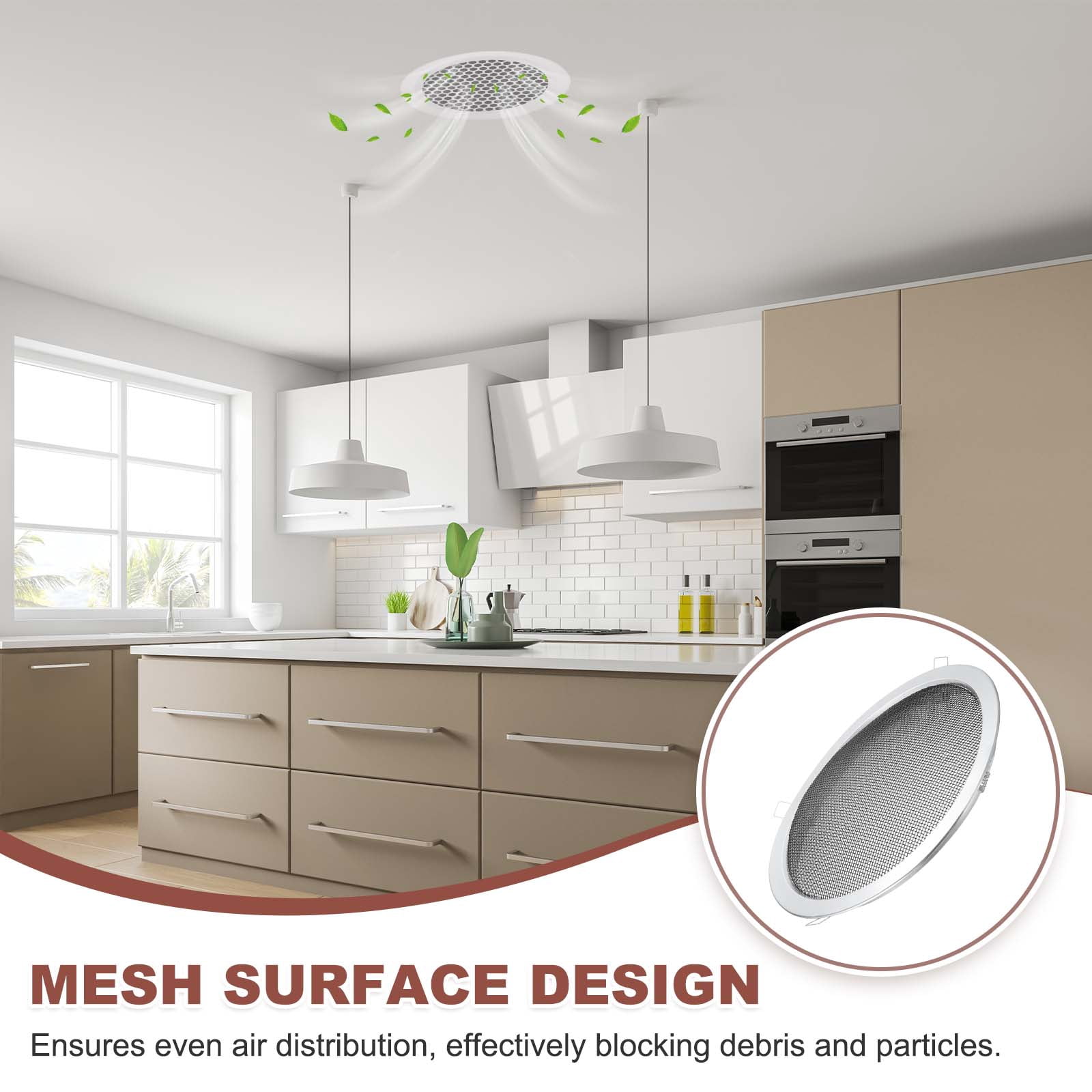 Uxcell Round Ceiling Vent Cover (235mm / 9" Duct Opening Size) - Aluminum Alloy Ceiling Air Grille Soffit Exhaust Vent Screen Mesh Cover Plate for Bathroom Home Kitchen, Black-Silver