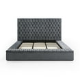 thumbnail image 5 of Cosmopolitan Queen Velvet Tufted Upholstered Storage Platform Bed in Gray, 5 of 10