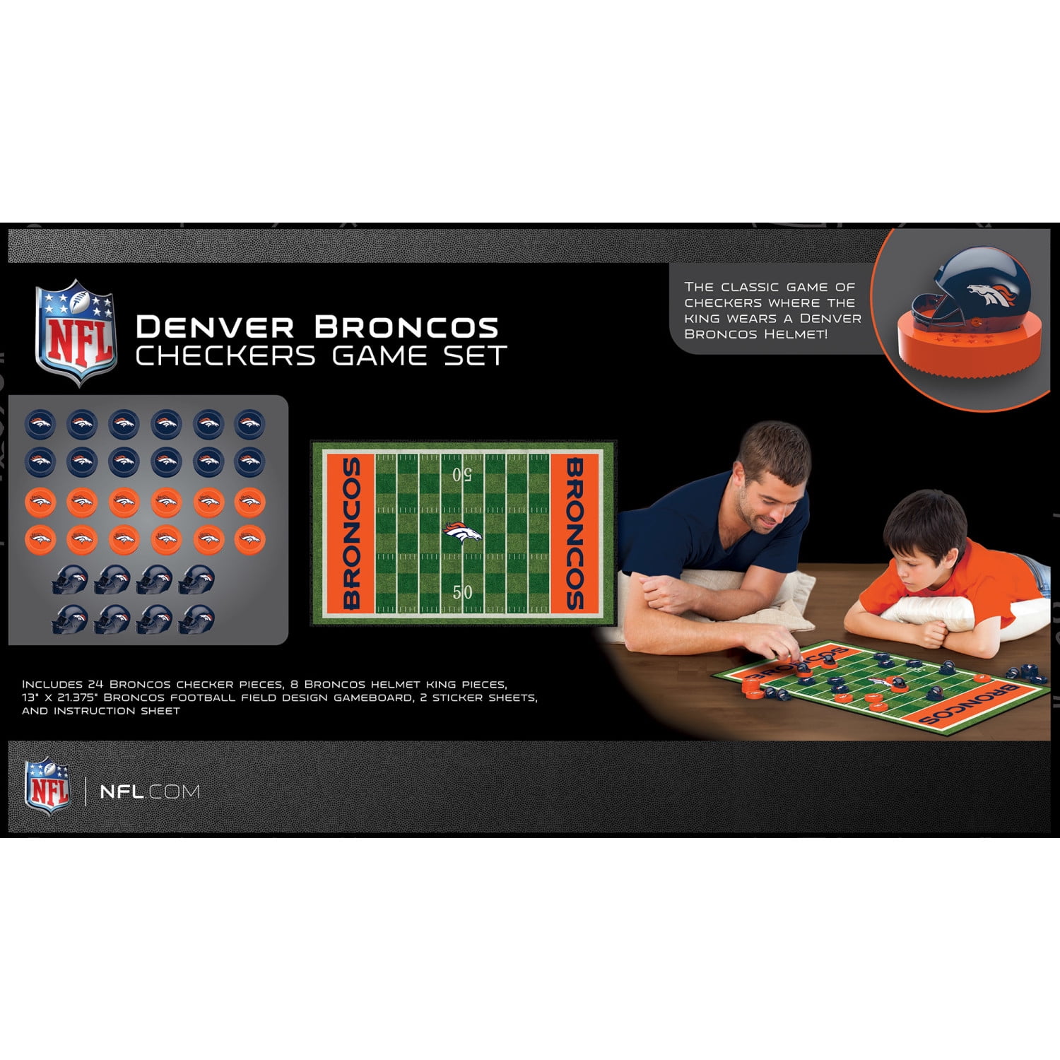 MasterPieces Officially licensed NFL Denver Broncos Checkers Board Game for Families and Kids ages 6 and Up
