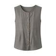 thumbnail image 4 of Fewfanhot Women's Tops, Tees & Blouses Tank Tops Casual Scoop Neck Button Summer Button-up Cotton Beach Sleeveless Tops, 4 of 9
