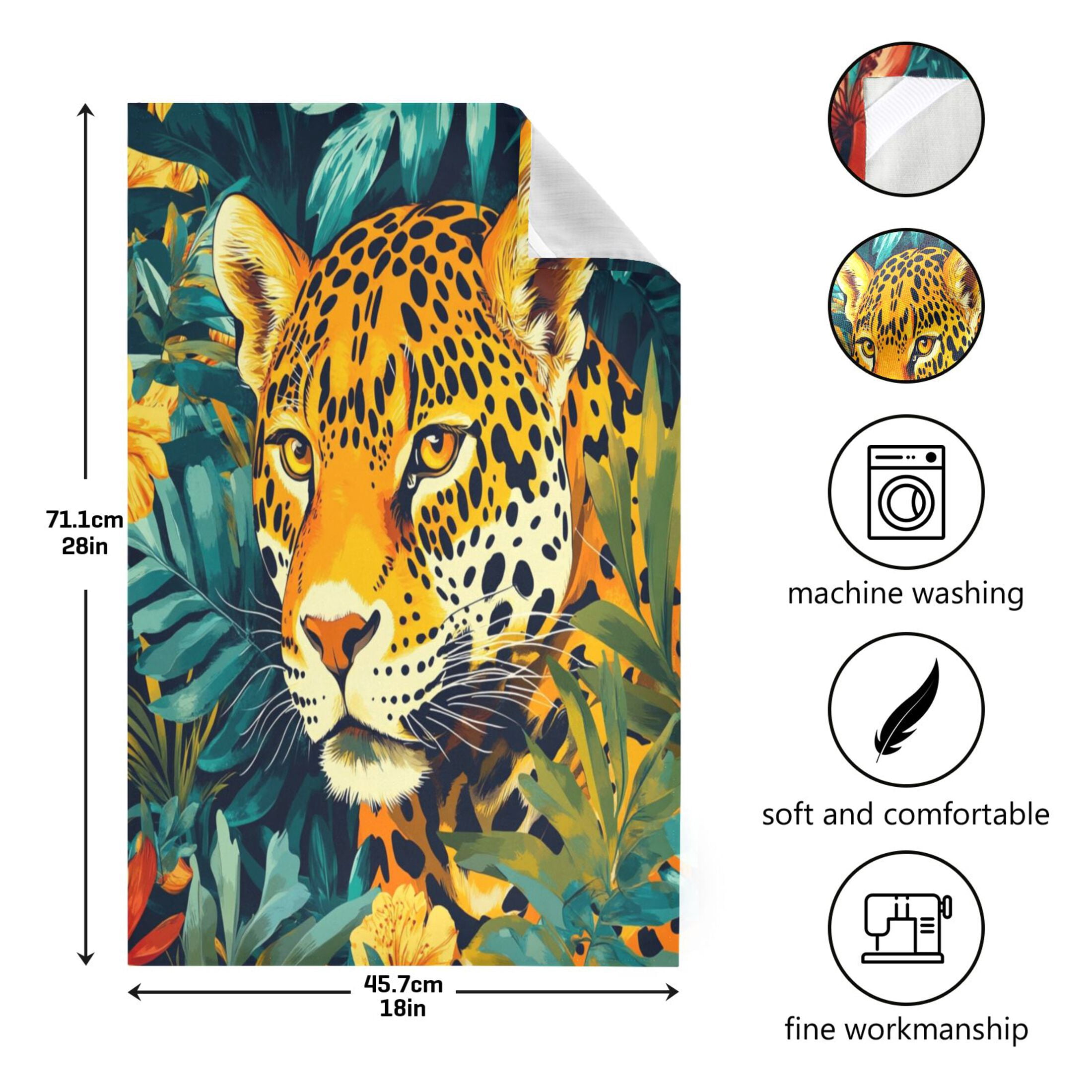 Kitchen Towel 28x18 Inches x6，Plate Towel, Decorative Towel, Napkin, Tea Towel Tea Towels For Kitchen Dish Cloths & Dish Towels Jungle Cartoon Cougar