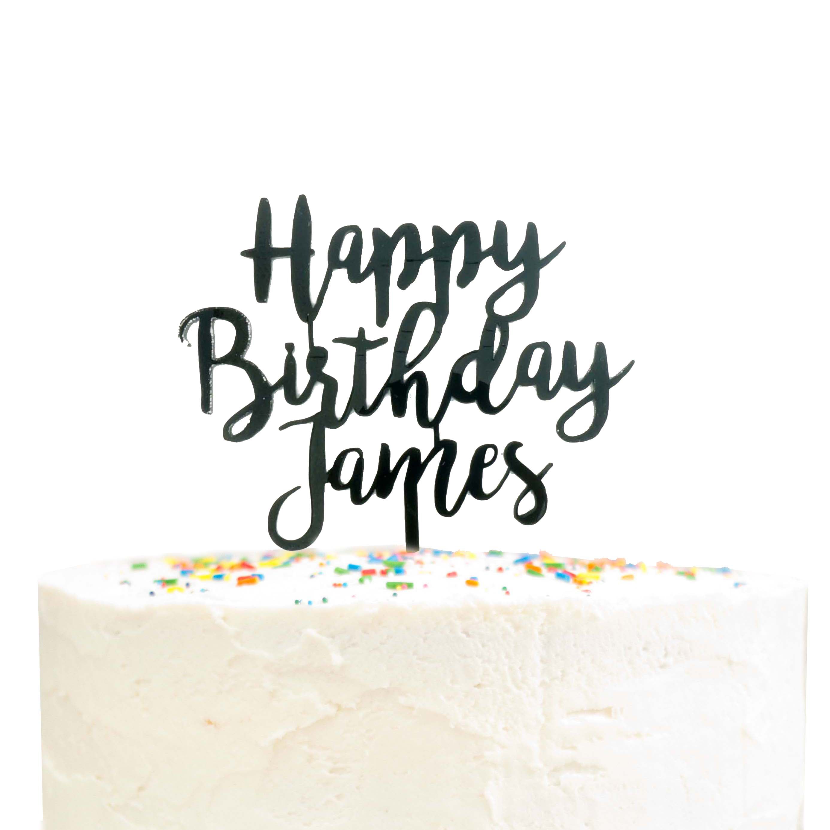 Details about  / Custom Happy Birthday Cake Topper Cursive Calligraphy Name Personalized