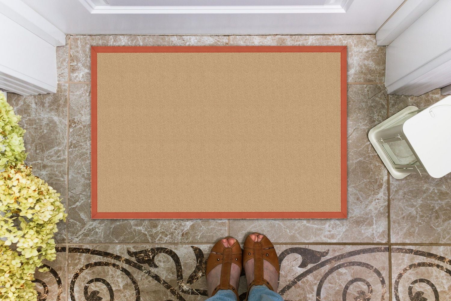 Tapis d'appoint Athena sisal et orange brûlé 1 pi 10 po x 2 pi 10 po