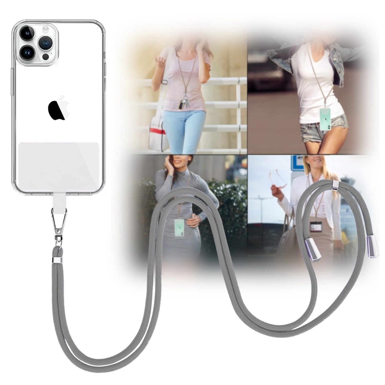 Phone Wrist Strap with Card Storage Sleeve - Grey