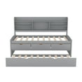 thumbnail image 5 of Twin Size Wooden Captain Bed with Built-in Bookshelves,Wooden Daybed Frame with Three Storage Drawers and Trundle,Light Grey, 5 of 9