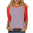 thumbnail image 1 of WEAIXIMIUNG T-Shirt Décontracté à Rayures Manches 3/4 pour Femmes, Col Rond, Confortable, pour Usage Quotidien, 1 of 5
