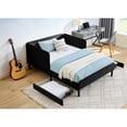 thumbnail image 3 of Miekor Furniture Full Size Upholstered Platform Bed Frame with 2 Storage Drawers, Adjustable Velvet Sofa Bed, Black MK9172, 3 of 12