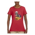 thumbnail image 2 of Funny Graphic Astronaut Cat in Space on Cheeseburger | Womens Cat Lover Graphic T-Shirt, Red, X-Large, 2 of 3