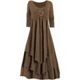 thumbnail image 4 of Robes de Printemps pour Femmes Décontractées Manches 3/4 Longue Robe Évasée Basique Plage Vacances Travail Maxi Robe 2025, 4 of 4
