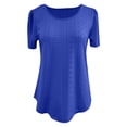 thumbnail image 4 of DondPO Womens Tees Women's Round Neck Puffed Sleeve Hole Hollow Short Sleeve Casual T Shirt Top Plus Size Tops Cotton Tshirts for Women, 4 of 4