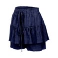 thumbnail image 6 of MIXUE Womens Skirts Solid Color Summer Fashionable Sexy Drawstring Pleated Wide Leg Casual Mini Skirt Daily-Wear,Blue,S, 6 of 9